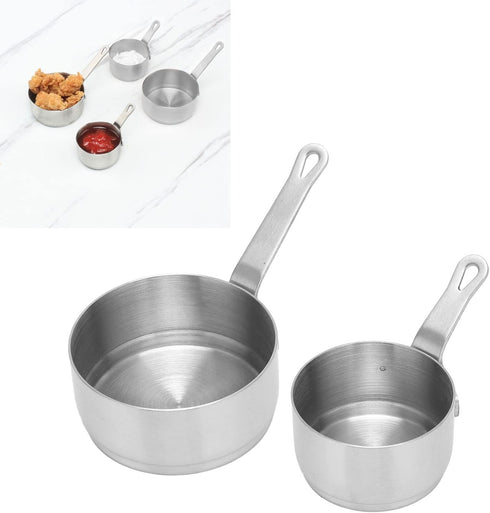 2pcs Sauce Cup 304 Stainless Steel Stackable Mini Sauce Pan with Handle for Banquet Outdoor Picnic, Ramekin Bowls