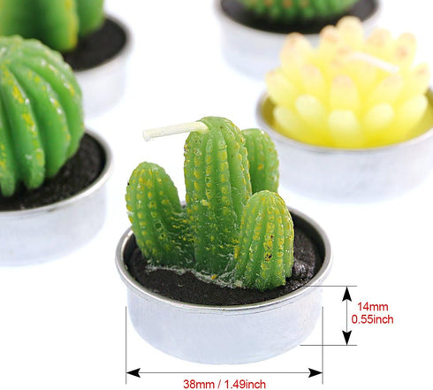 Swpeet 12Pcs Decorative Succulent Cactus Tealight Candles Kit, Cute Smokeless Plants for Festival Wedding Props