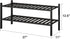 2-Tier Closet, viewcare Black Bamboo Shoe Rack for Entryway, Stackable | Foldable | Natural, Shoe Shelf Storage