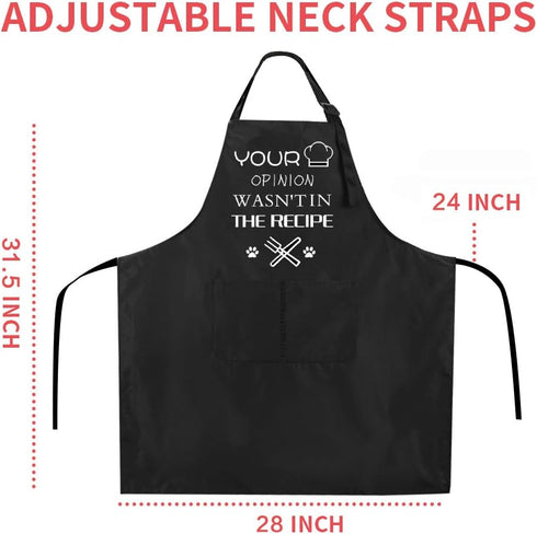 ZOORON Adjustable Funny Black Chef Aprons for Men, BBQ Grill Kitchen Cooking with Pockets