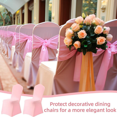 Yahpetes (1 Chair Cover Pink Polyester Spandex Banquet Chair Covers Slipcover Flat Front Stretch Spandex Chair Covers