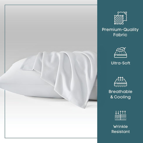 Micropuff Standard Size Pillow Cases, 2 Pack, Soft Hypoallergenic Pillow Cover, 20x30