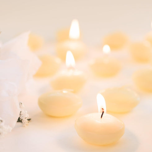Super Z Outlet 1 3/4" Unscented Natural Color Water Floating Mini Candle Discs for Weddings, Home Decoration, Relaxation, Spa, Smokeless Cotton Wick. (24 Candles) by Super Z Outlet