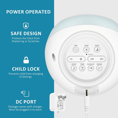 I.CODE Sun & Moon Rise Kids Alarm Clock, Children's Sleep Trainer ,Sleep Sound Machine, Wake Up Light & Night Light