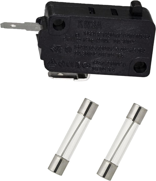 Replacement Microwave Fuse (20 Amp 125 Volt) and Microswitch for GE Frigidaire Ovens, Compatible Parts
