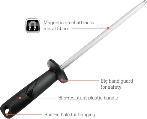 SHARPAL 117N Professional Kitchen Knife Sharpening Honing Steel Sharpener Rod Restore Blade Quickly(10 Inch) by SHARPAL