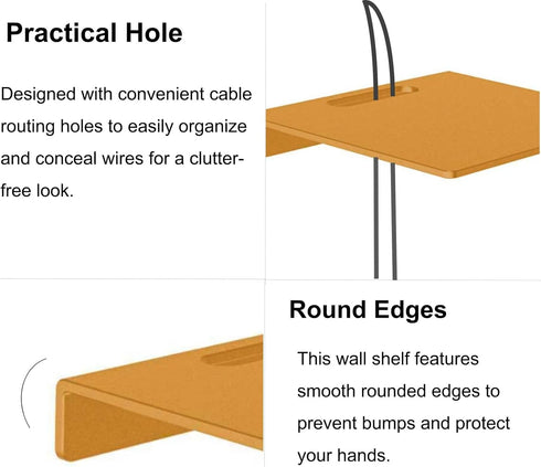 3mm 6.5 inch, 1pcs) Small Floating Shelf Thick, Wall Shelf, Metal Floating Shelves for Echo, Cameras, Small Speaker