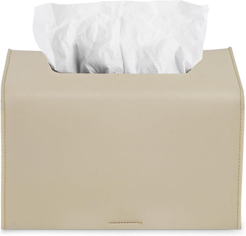 Haecsfl Towel(1-Beige) Leather Cover for Disposable Paper Hand Towel Box, Compatible with Kleenex Paper Hand