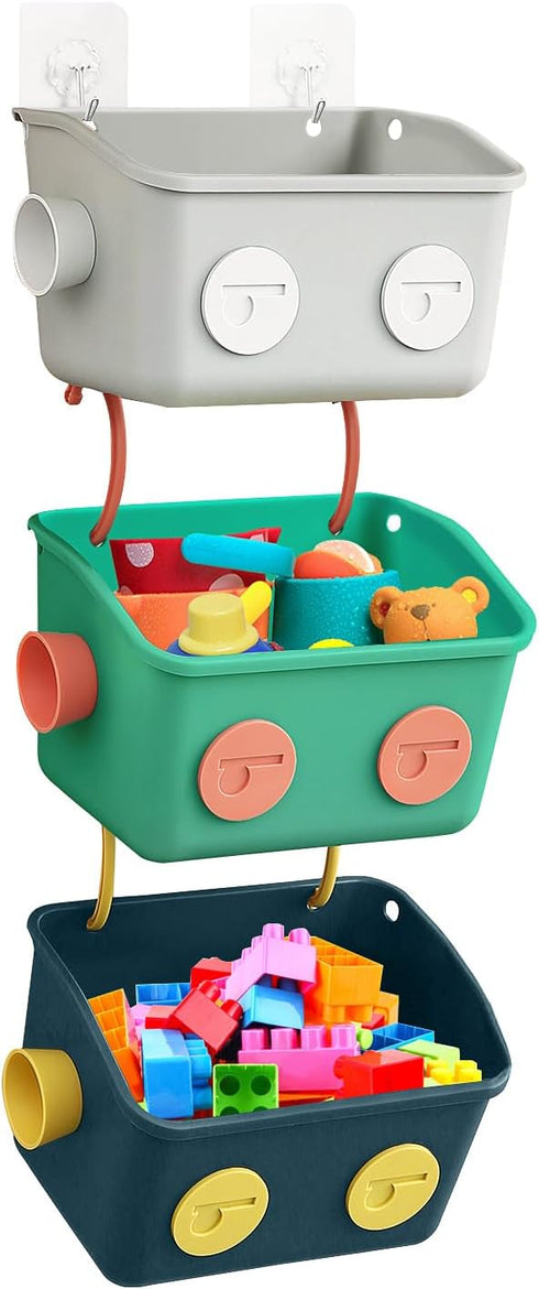 Bath Toy Storage Organizer Basket, 3 Pack Cute Robot Bathtub Shower Toy