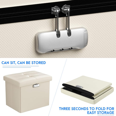 17 13 13 inch Tamfile Small Ottoman with Storage, x x Fireproof Safe Folding Ottoman with Lock for Important Documents