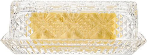 Glass Butter Dish with Lid,Large Deep Covered Butter Dish,Clear Crystal Glass Butter