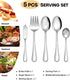 EUIRIO 5 PCS Serving Utensils Set, Stainless Steel Large Hostess Serving Set, Include Serving Spoon, Slotted Spoon, Serving Fork, Sugar Spoon and Butter Knife, Mirror Polished, Dishwasher Safe by EUIRIO