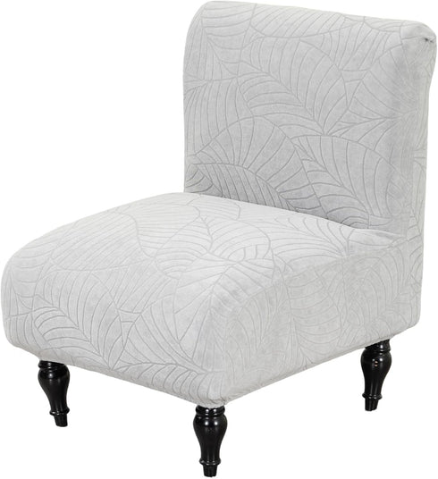 Armless Accent Chair Cover Stretch Leaf Jacquard Chair Covers for Living Room