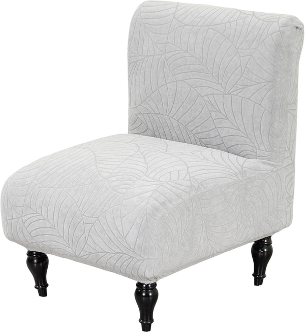 Armless Accent Chair Cover Stretch Leaf Jacquard Chair Covers for Living Room