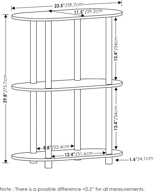 5-Tier Furinno Besi Industrial Multipurpose Shelf Display Rack with Metal Frame, Narrow, Walnut Cove