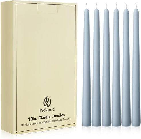 pickood New Burning Formula Unscented Dripless 10-Inch Taper Candles Set of 12 -