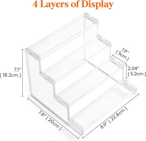 Lifewit 4 Tier Clear Display Risers Stand, Plastic Organizers for Figures, Cupcake, Dessert, Desktop Display