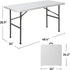 4ft ZENY Portable Folding Table Plastic Indoor Outdoor Picnic Party Camp Dining Table with Handle, White