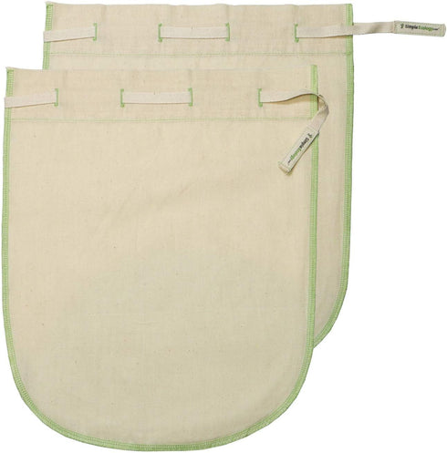 Worlds Best Organic Cotton Muslin Straining Bags - Nutmilk Set (Large 2 Pack) for Cold Brew, Coffee, Tea