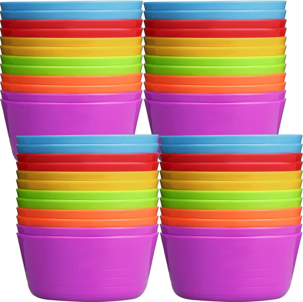 Foaincore 10 oz Kids Plastic Bowls, Microwave Dishwasher Safe Snack Bowls for Salad, Dessert, Soup, 6 Colors