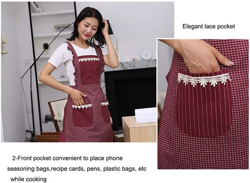 Cute Apron for Women with Pockets - Comfortable Kitchen Apron for Cafe Shop, Baking, Cooking
