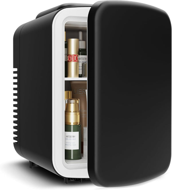 EUHOMY Mini Fridge, 4 Liter/6 Cans Portable Cooler and Warmer for Skin Care, Cosmetics, Beverage, 4L Makeup Mini Fridge