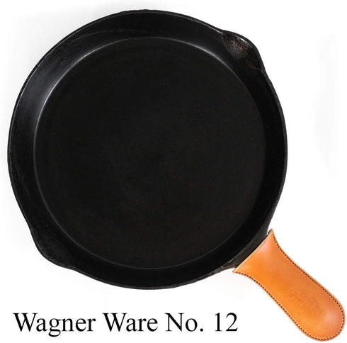Leather Cast Iron Handle Cover - Extra Thick, Heat Resistant, Easy Grip for Vintage Skillets and Pots