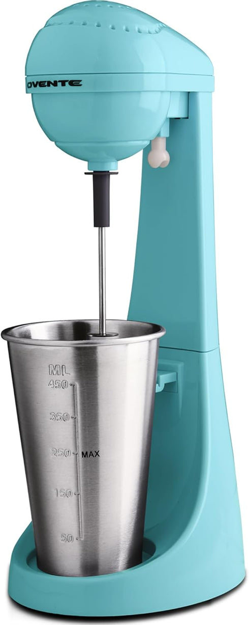 OVENTE Classic Milkshake Maker Machine, 2 Speed with 15.2 Oz Stainless Steel Mixing Cup, Compact Drink Mixer for Malted