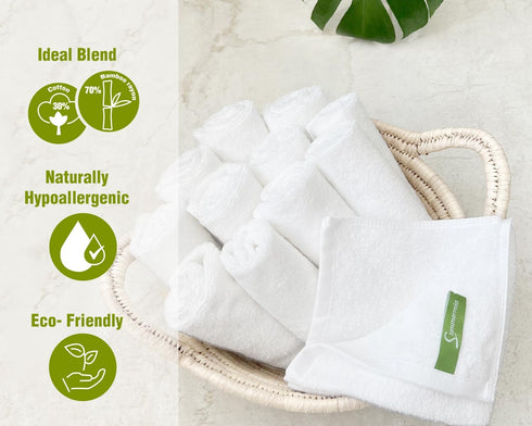 SUMMERMIA 12 Pack 13" 13" Washcloths x - Soft Wash Cloths for Your Face Towel, Viscose derived from Bamboo & Cotton