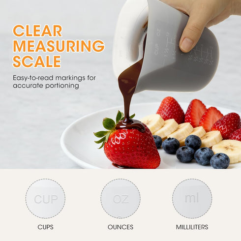 6 100ml/250ml/350ml Aieve Pcs Silicone Chocolate Melting Cups,Reusable Measuring Cups with Scale & Pour Spout, Capacity