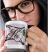 3dRose Cherry Blossom Flower Monogram Initial K Two Tone Mug, 11 oz - Black/White