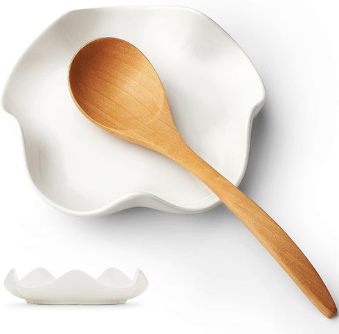 Mfacoy Spoon Rest for Stove Top, 5.3 Inch Ceramic Holder for Kitchen Counter, Heat-Resistant
