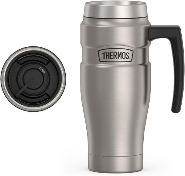 THERMOS Stainless King Vacuum-Insulated Travel Mug with Handle - 16oz, Matte Steel