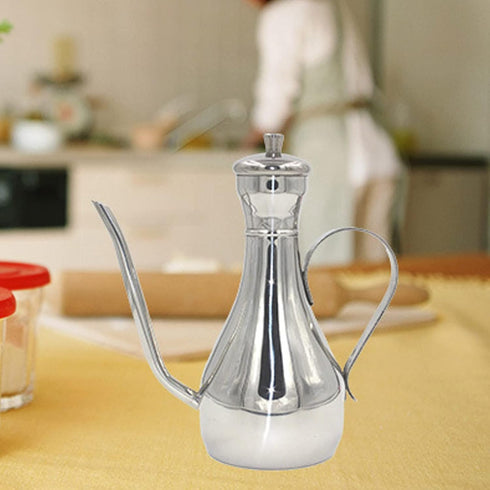 11oz/350ml Stainless Steel Oil Dispenser Bottle, Non Drip Leak Proof Pouring Pot for Olive Oil, Vinegar, Soy Sauce