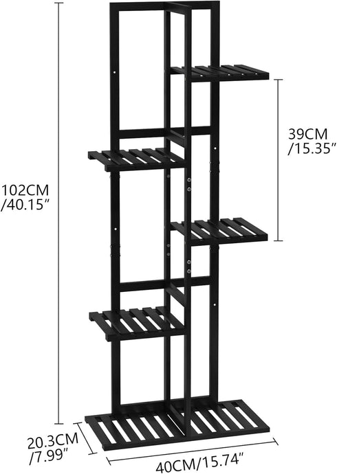 5 6 Laiensia Tier Bamboo Plant Stand Rack Potted Multiple Flower Pot Holder Shelf, Indoor&Outdoor Planter Display