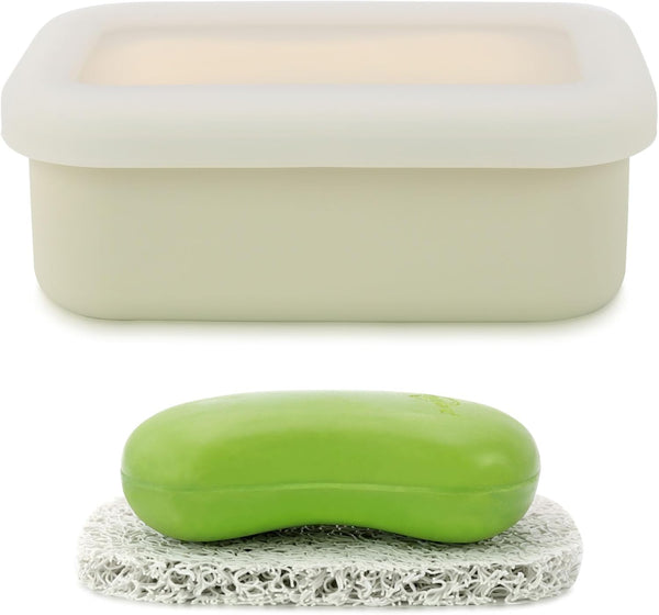 Travel Soap Case, Leak Proof Silicone Soap Container with Drainage Layer, Shatterproof Holder for Travel, Camping, Gym