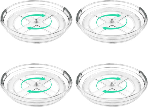 Clear Lazy Susan Organizer Turntable, 9.25 Inch 4 Pack 360 Rotating Spinning Makeup Organizer for Kitchen Storage