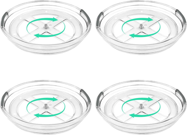 Clear Lazy Susan Organizer Turntable, 9.25 Inch 4 Pack 360 Rotating Spinning Makeup Organizer for Kitchen Storage