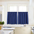 Valea Home Waffle Weave Textured Bathroom Window Curtains, Water Repellent Short Kitchen Tiers 24 inch Length, Navy Blue