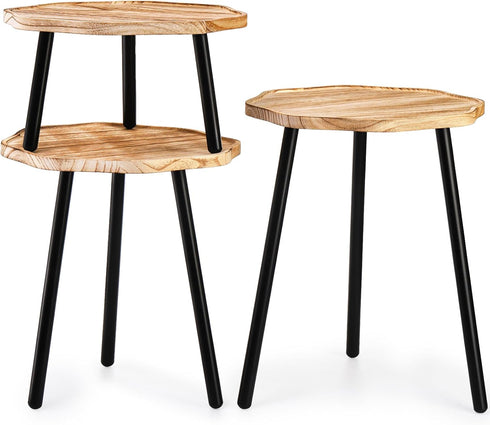 3 Pack Frcctre Indoor Plant Stand, Wooden Mid Century Plant Stand Tall Plant Table Plant Holder Plant Riser for Flower