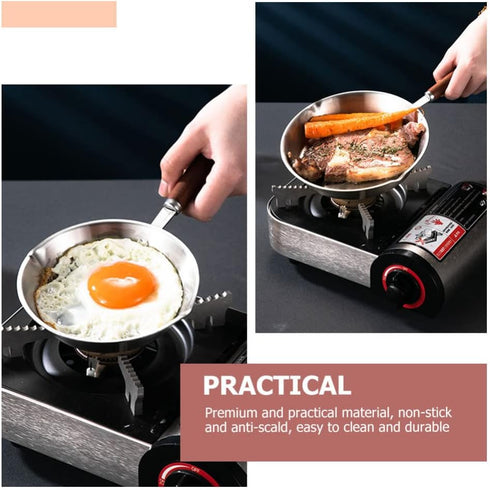 UPKOCH Small Egg Frying Pan, Non Stick Skillet for Mini Omelets, Stainless Steel Pancake Maker (12cm)