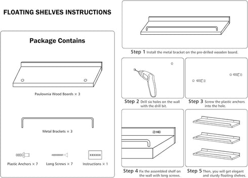 6X9 Inches Set 3 RYOFOBETTO Small Floating Shelf, Farmhouse Wall Shelves for Living Room, Bedroom, Picture Frames