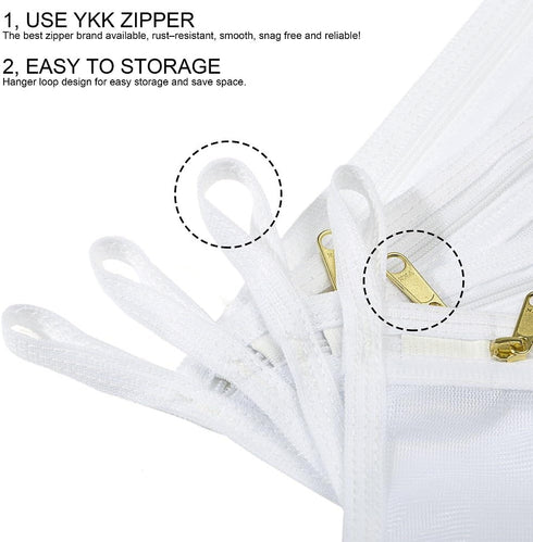 TENRAI Delicates Laundry Bags, Fine Mesh Wash Bag for Underwear, Lingerie, Bra, Pantyhose, Socks (White)