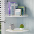 2-Tier 9.5-inch Tirzah White Wall Mount Corner Shelf with Gold Metal Guardrail, Diamond-Shaped Wood Corner Floating