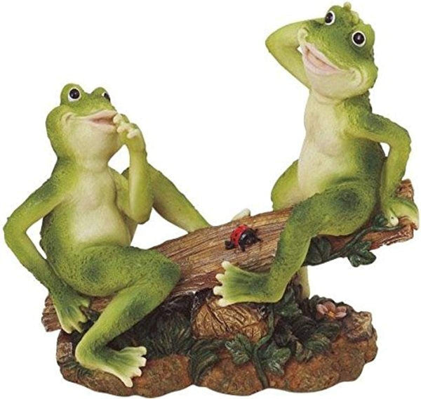 George S. Chen Imports 2 Frogs on Seesaw Garden Decoration Collectible Figurine Statue Model
