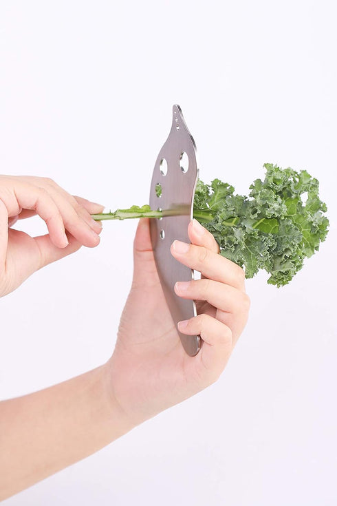 Stainless Steel Herb Stripper for Kale, Chard, Collard Greens - Multi-Function Leaf Remover Kitchen Gadget, Easy Kale