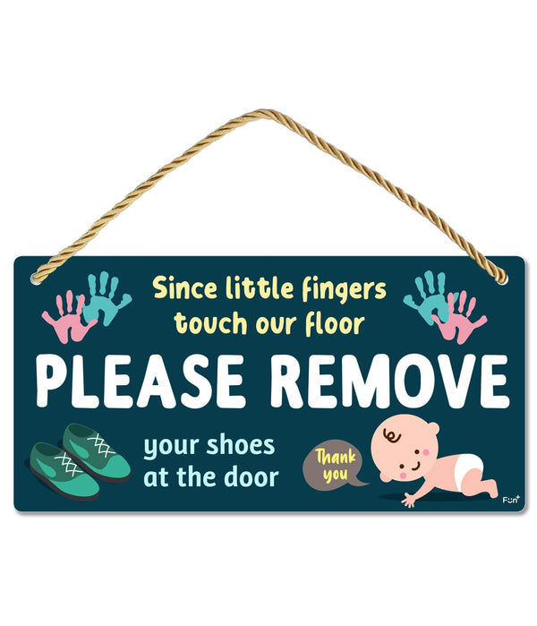 Fun-Plus Please Take Your Shoes Off Sign - 10 x5 PVC Plastic Hanging Sign for Home