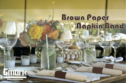 Gmark Paper Napkin Band Box of 500 - Brown, Paper Napkin Rings Self Adhesive GM1052A