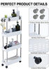4-Tier Melody House Slim Mobile Shelving Unit on Wheels, Slide Out Rolling Bathroom Storage Organizer, Utility Carts