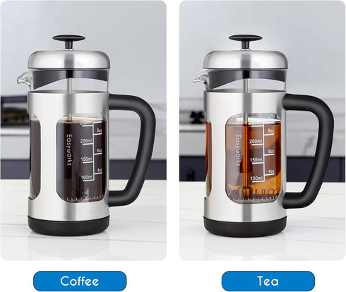 Easyworkz Stainless Steel French Press, 12 oz Coffee Tea Maker with Soft Grip Handle